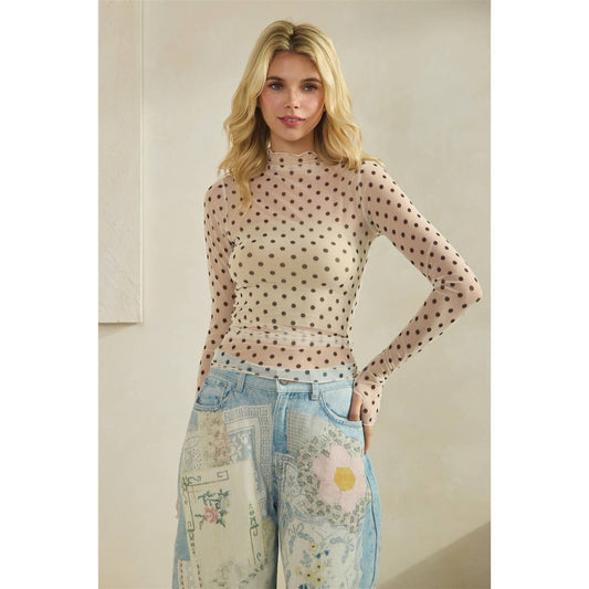 Veveret Lace Long Sleeve See Through Top