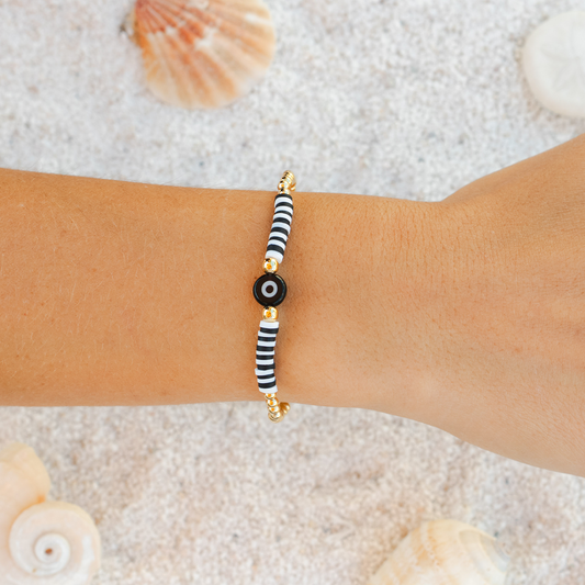 Lotus and Luna Protection Gold Bead Bracelet
