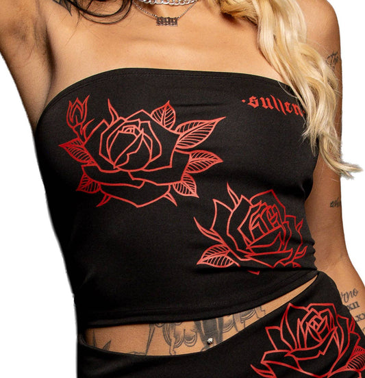 Black Rose Tube Top Crop