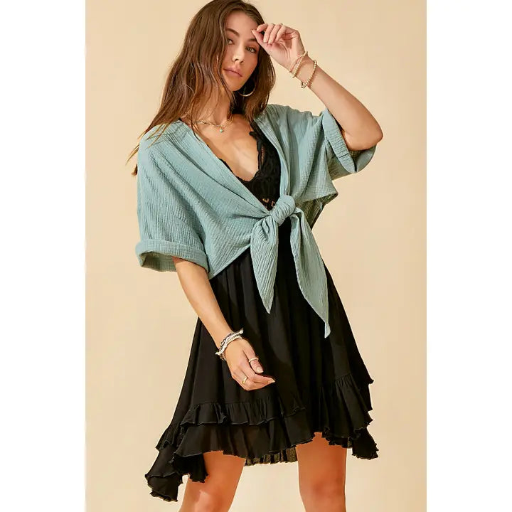 La Miel Crochet Lace Trim Sleeveless Bralette Mini Dress