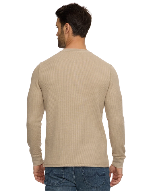 Flag and Anthem Men's Vintage Soft Waffle Henley Long Sleeve Shirt