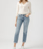 Silver Boyfriend Mid Rise Slim Leg Luxe Stretch Jeans