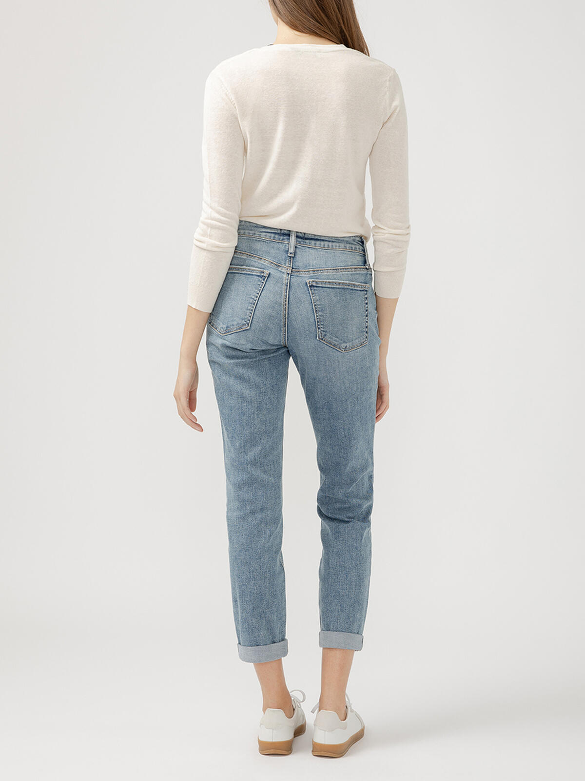 Silver Boyfriend Mid Rise Slim Leg Luxe Stretch Jeans