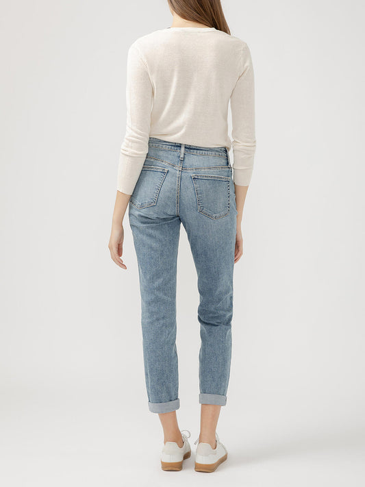 Silver Boyfriend Mid Rise Slim Leg Luxe Stretch Jeans