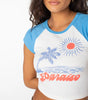 Roxy Paraiso Raglan Sleeve Color Block Cropped Graphic T-Shirt
