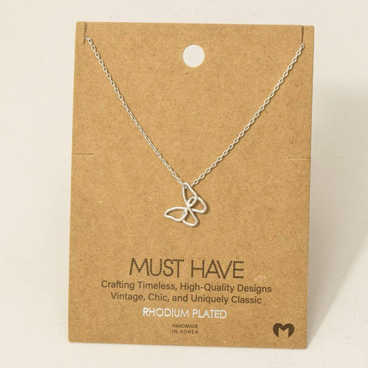Gold Dipped Wire Butterfly Pendant Necklace