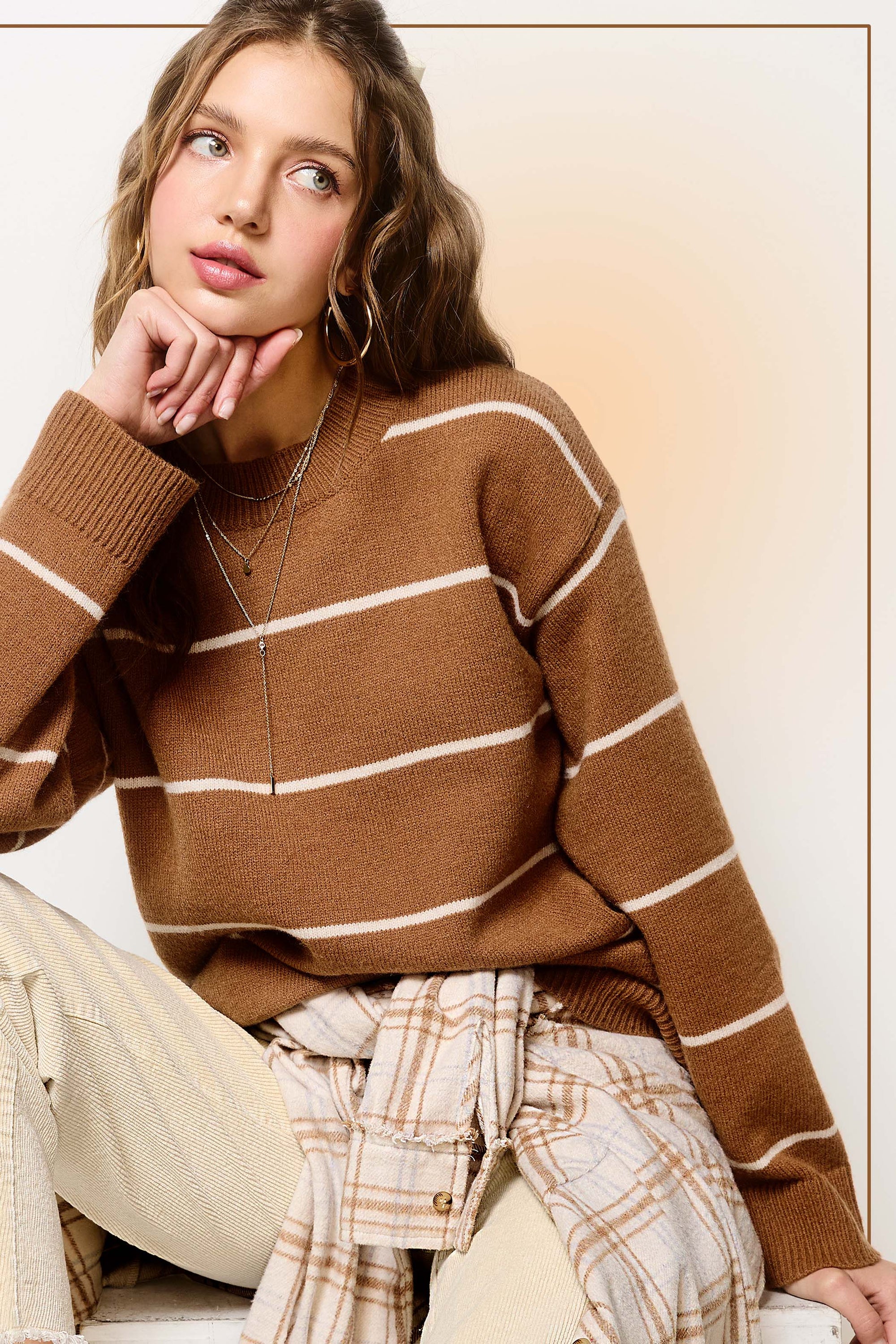 Loose Fit Stripe Crewneck Sweater