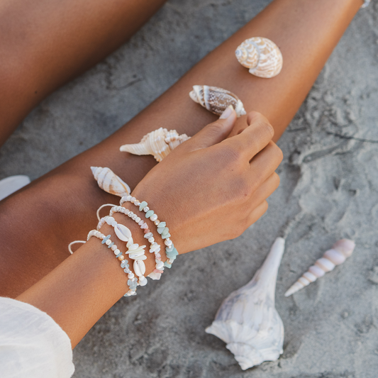 Lotus and Luna Teal Tide Sea Stone Bracelet