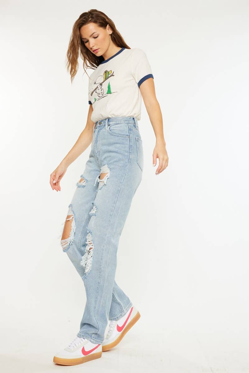 KanCan Women's High Rise 90's Baggy Jeans