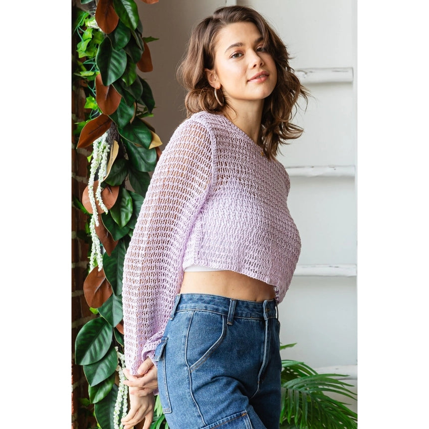 Veveret Sheer Crochet Crop Top