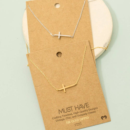 Fame Side Cross Pendant Necklace