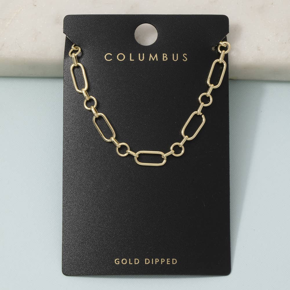 Gold Dipped Paperclip Oval Link Chain Necklace