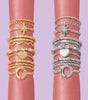 Oval Signet And Crystal Stacking Ring Set