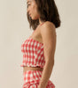 Promesa Gingham Plaid Smocked Cropped Ruffle Cami Top