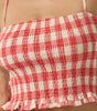 Promesa Gingham Plaid Smocked Cropped Ruffle Cami Top