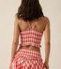Promesa Gingham Plaid Smocked Cropped Ruffle Cami Top