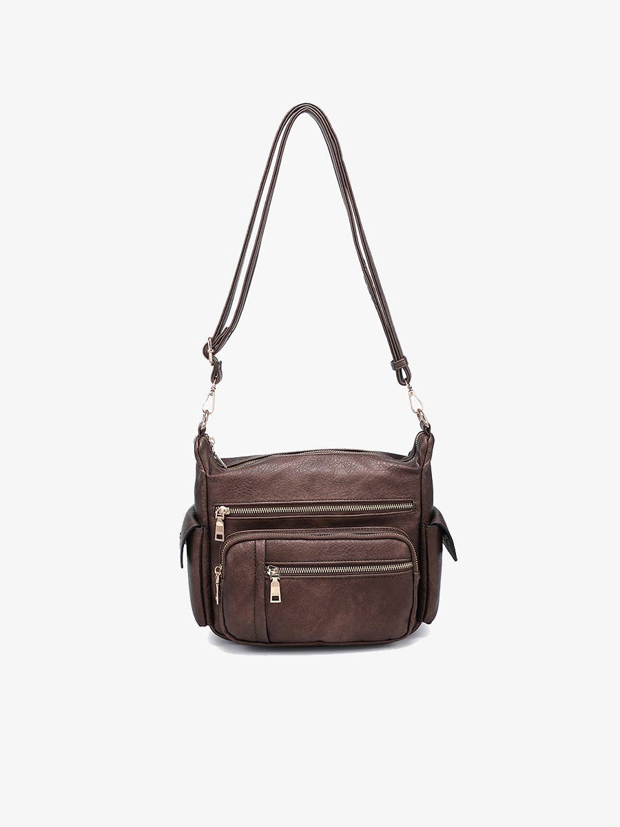Jen & Co. Nicole Multi-Zip Crossbody Bag w/ Side Pockets