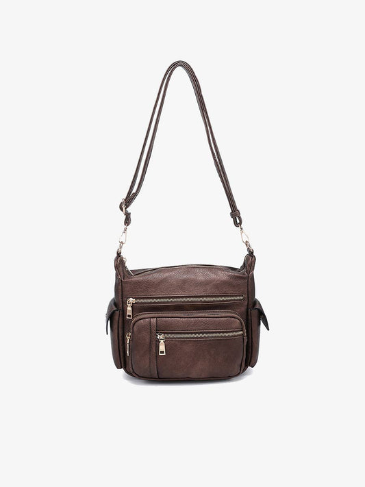 Jen & Co. Nicole Multi-Zip Crossbody Bag w/ Side Pockets