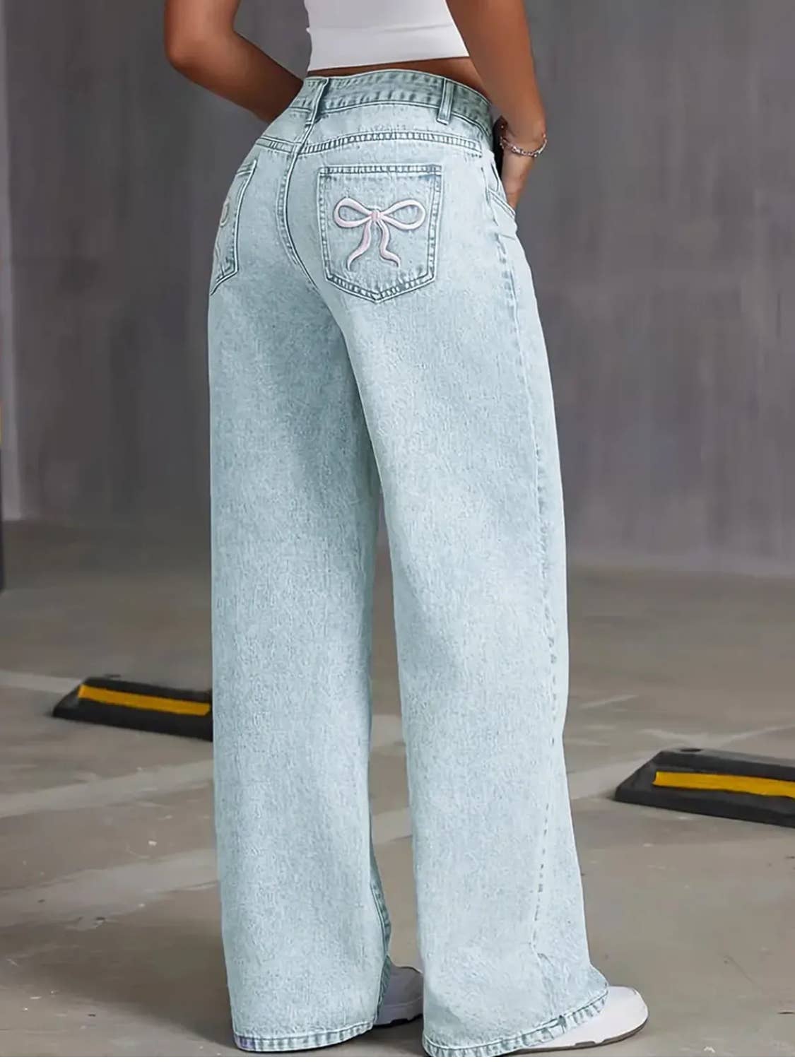 Serenity Collective Women's Bow Wide Leg Jeans