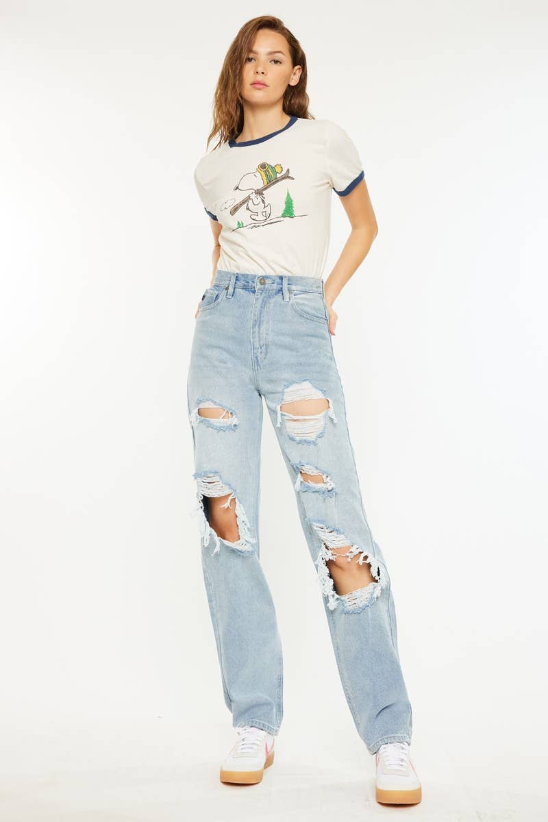 KanCan Women's High Rise 90's Baggy Jeans
