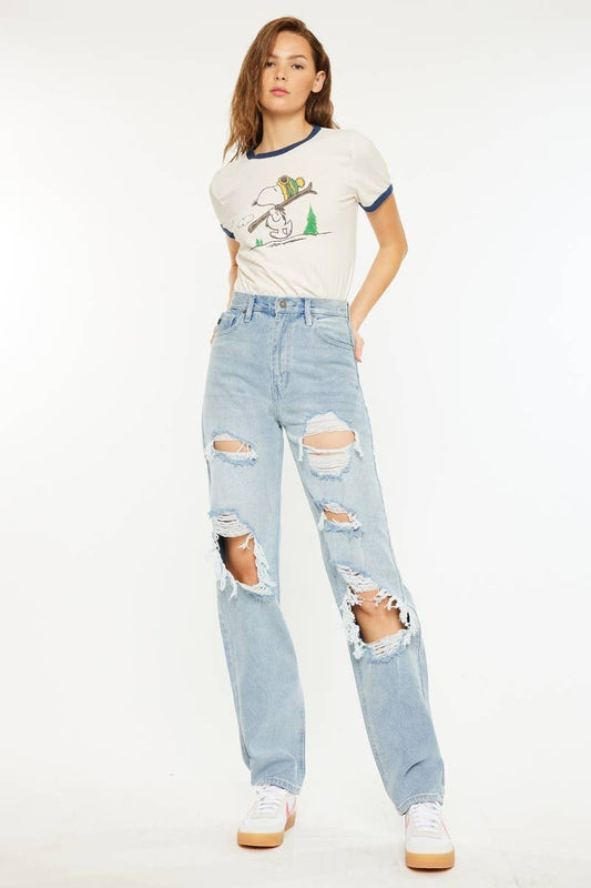 KanCan Women's High Rise 90's Baggy Jeans