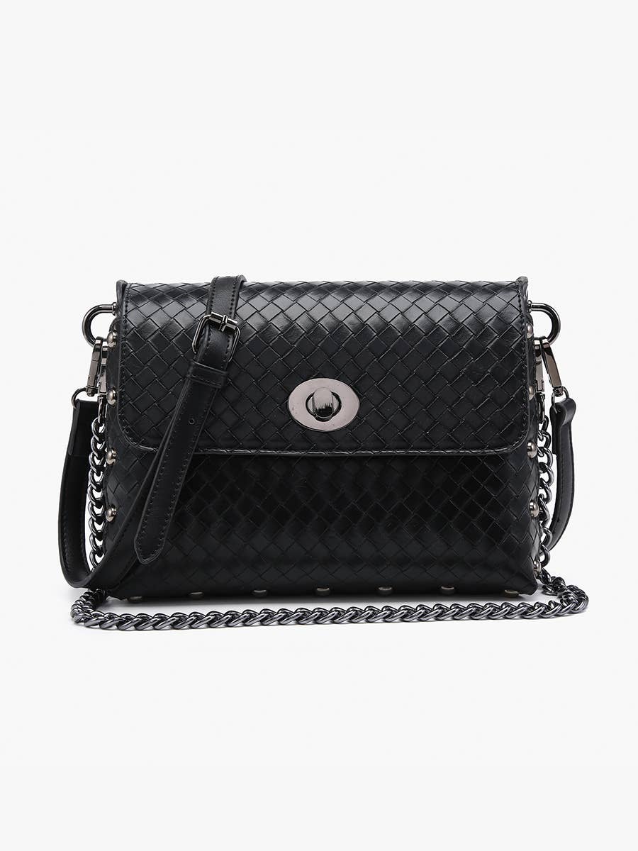 Jen & Co. Yazmin Faux Woven Crossbody Bag – Chain Strap