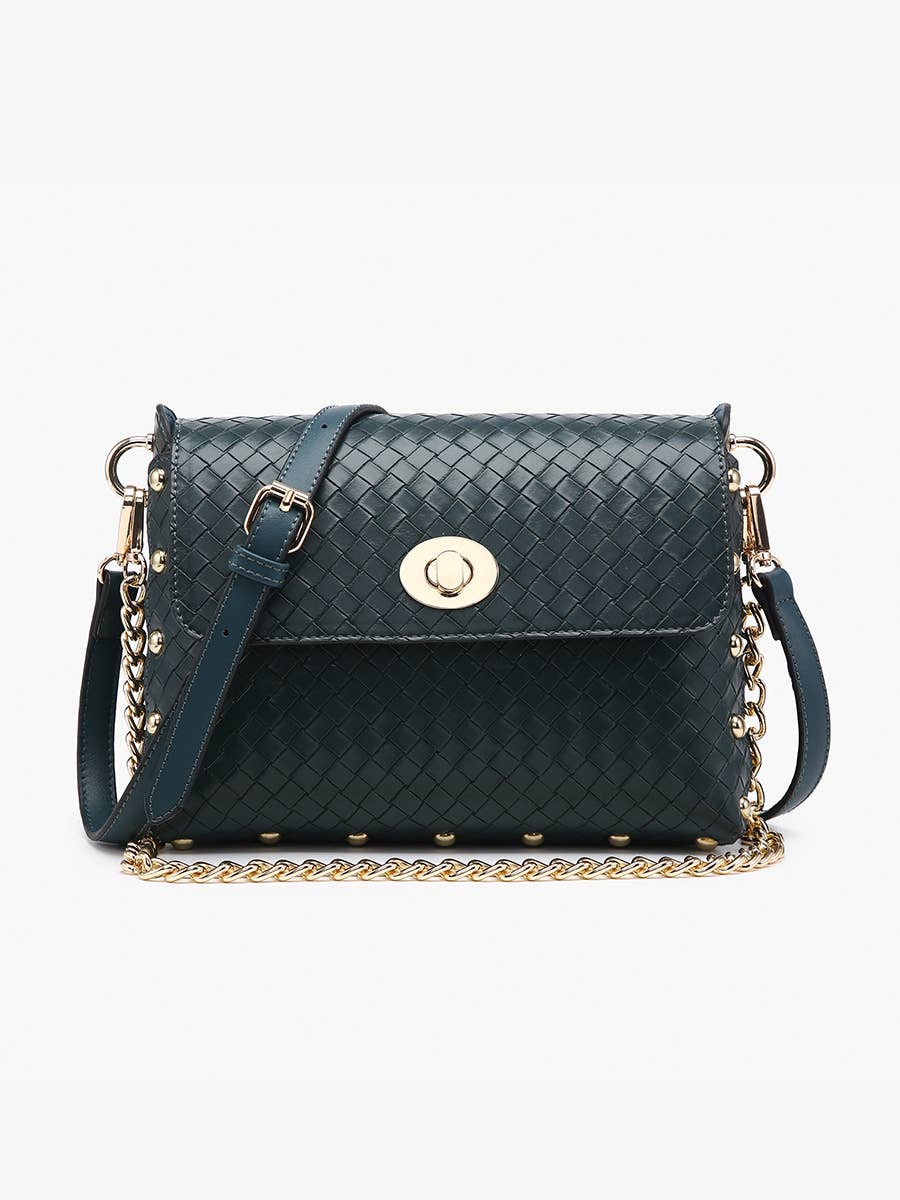 Jen & Co. Yazmin Faux Woven Crossbody Bag – Chain Strap