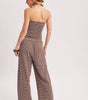 Bluivy Women's Striped Knit Tube And Wide Pants Set