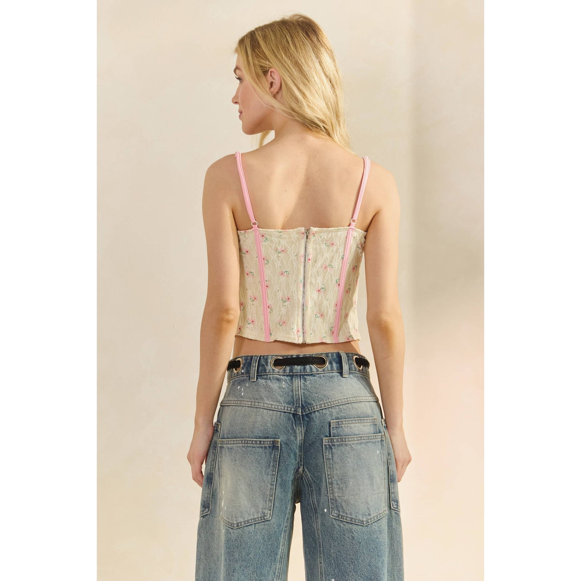 Veveret Flower Lace Corset Cami Top