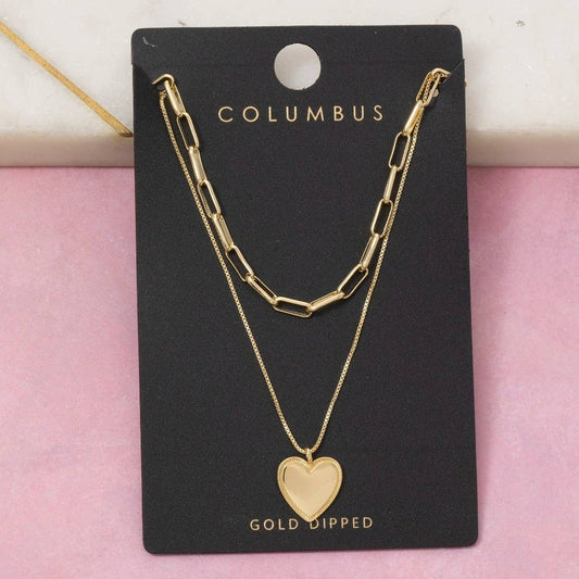 Fame Heart Pendant Chain Layered Necklace