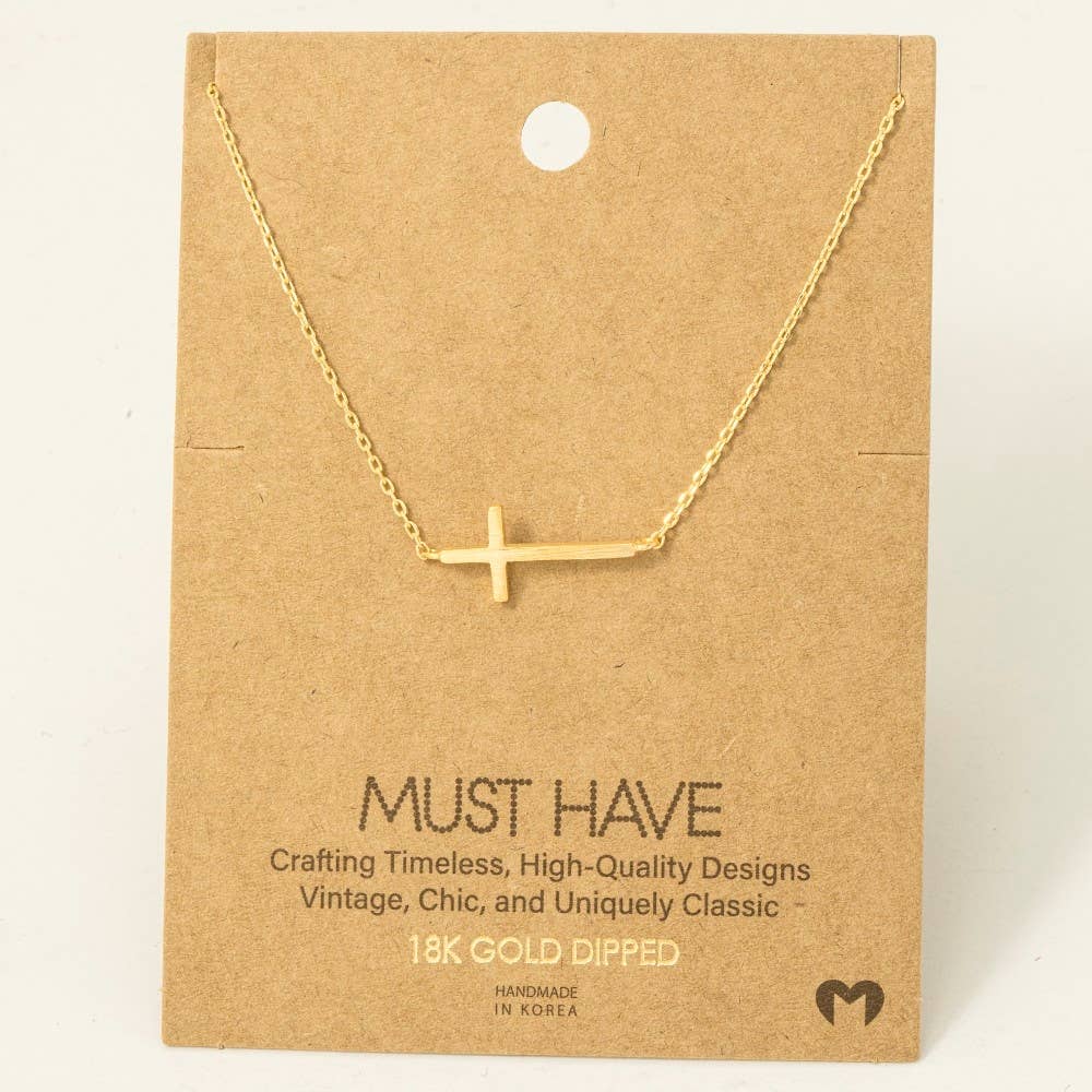 Fame Side Cross Pendant Necklace