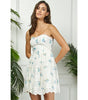 Veveret Flower Printed Lace Tube Mini Dress