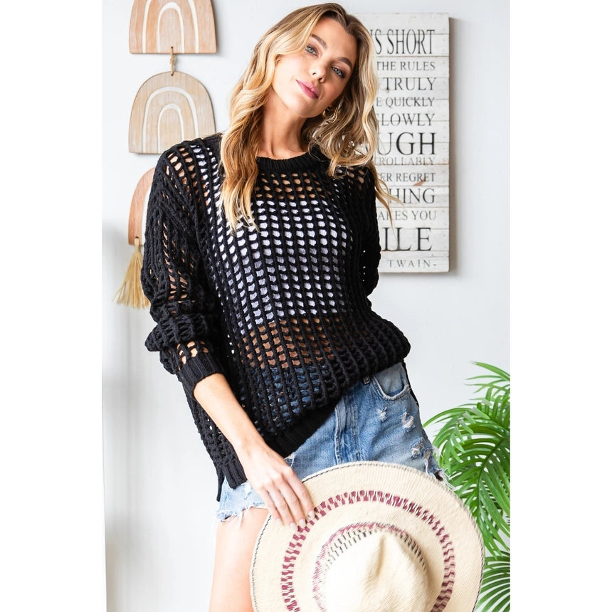 Veveret Loose Fit Crochet Sweater