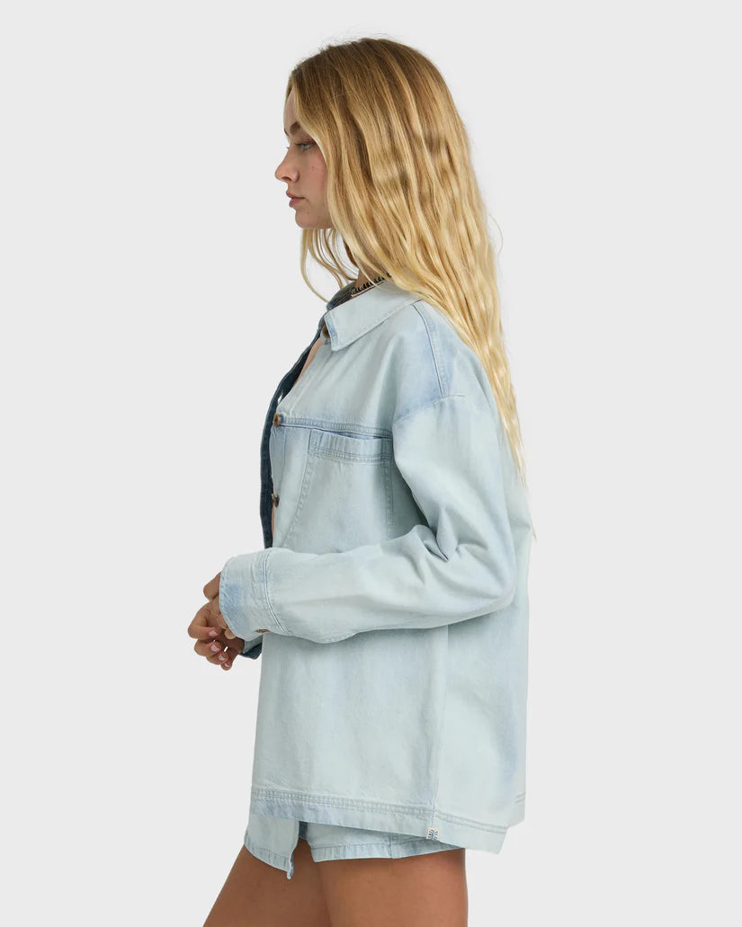 Billabong Women's Jade Saltwashed Long Sleeve Woven Top