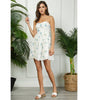 Veveret Flower Printed Lace Tube Mini Dress