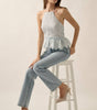 Promesa Layered Floral Eyelash Lace Ruffle Halter Cami Top