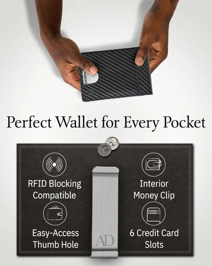 Slim Money Clip Bifold Wallet