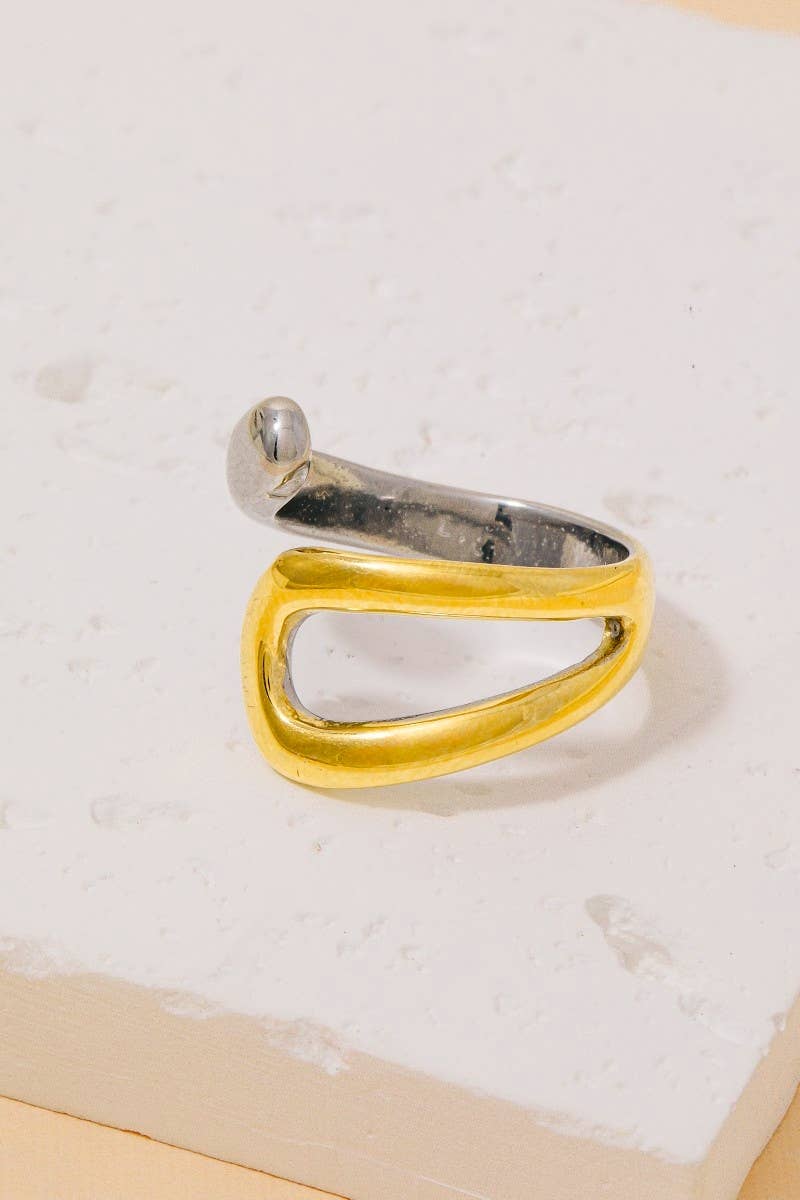 Fame Two Tone Wrap Around Open Band Ring