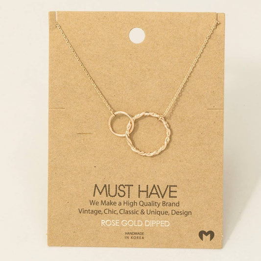 Fame Double Circle Chain Link Charm Necklace