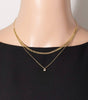 Secret Box Gold Dipped Layered Chain Cz Charm Necklace