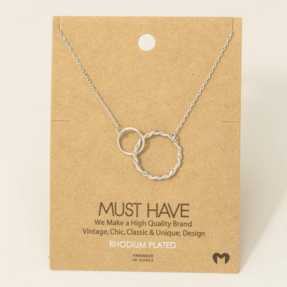 Fame Double Circle Chain Link Charm Necklace