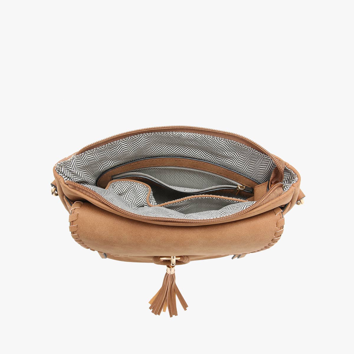Jen & Co. Layla Faux Suede Whipstitch Crossbody w/ Tassel