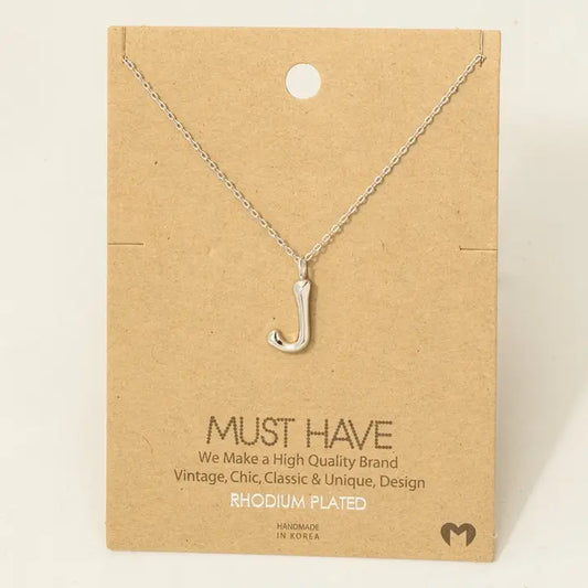 Gold Dipped Bubble Letter Pendant Necklace J Silver