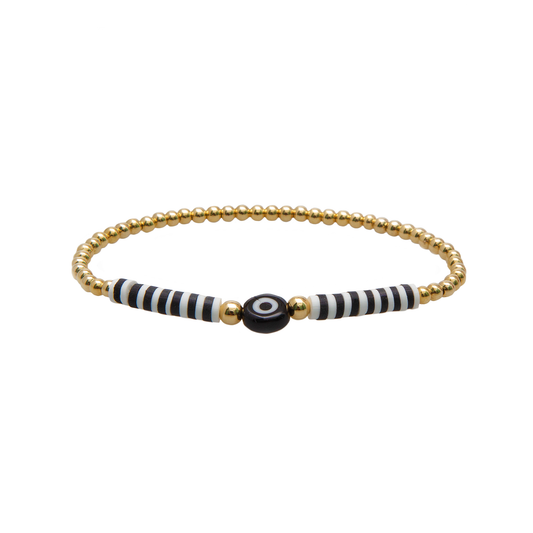 Lotus and Luna Protection Gold Bead Bracelet