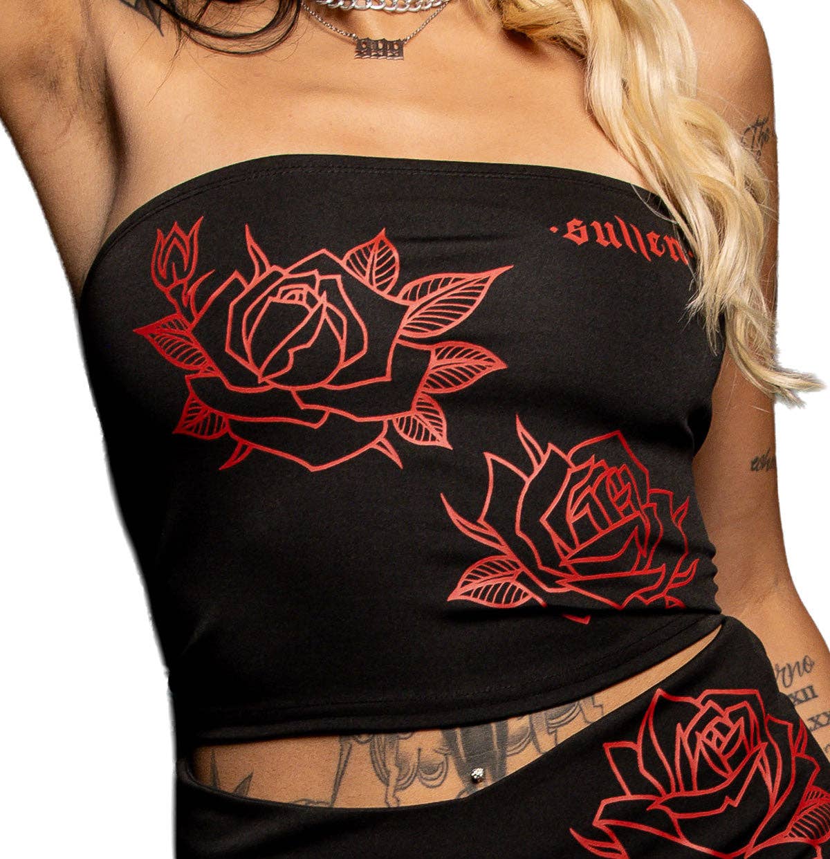 Black Rose Tube Top Crop