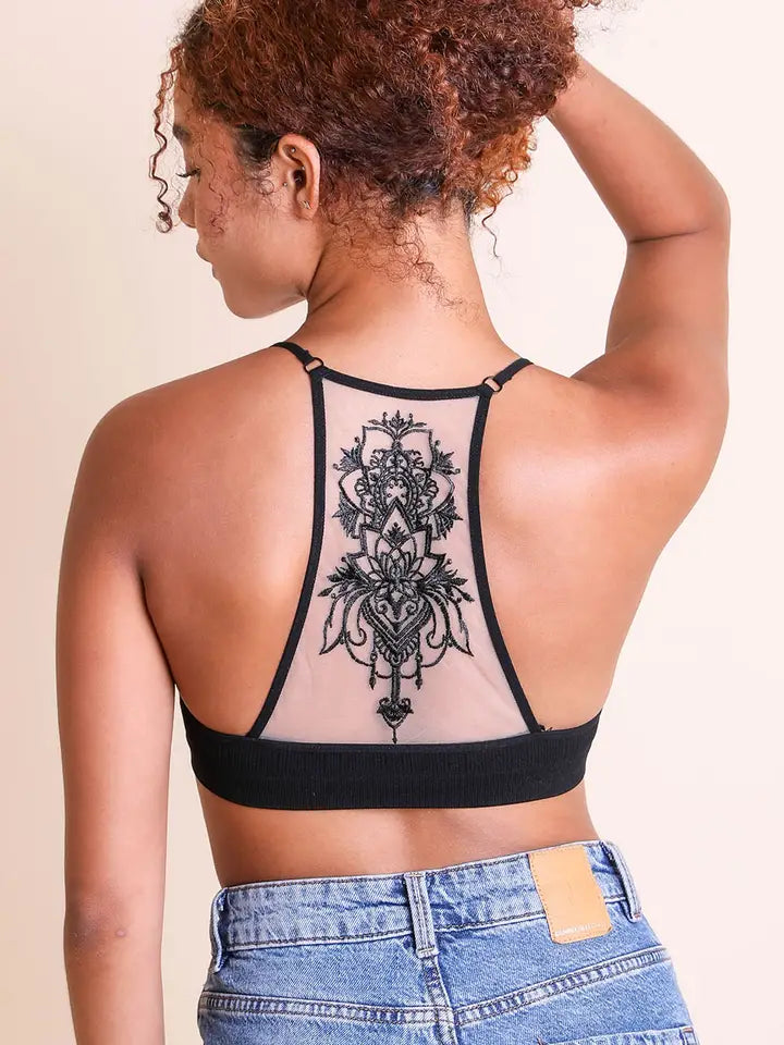 Leto Original - Tattoo Mesh Racerback Bralette