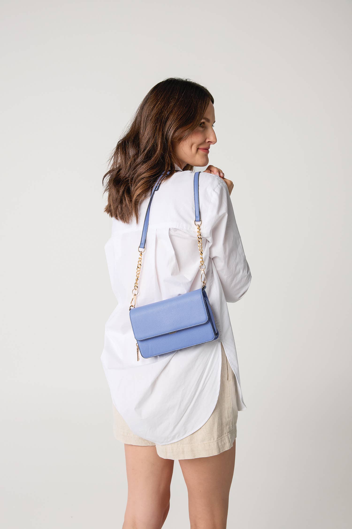 Jen & Co. Lauryn Flapover Crossbody Bag – Chain Strap