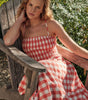 Promesa Gingham Plaid Smocked Cropped Ruffle Cami Top