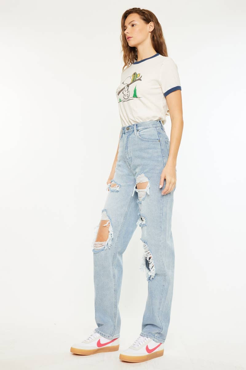 KanCan Women's High Rise 90's Baggy Jeans