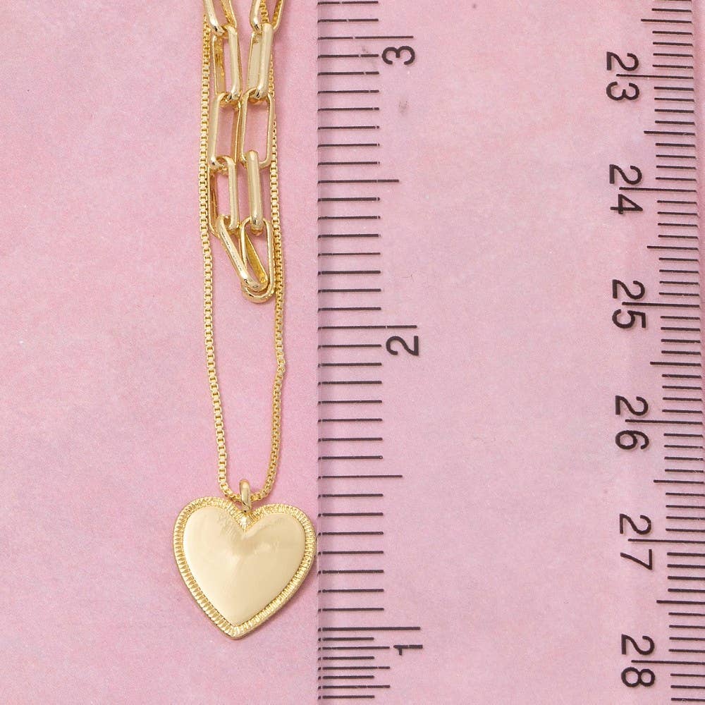 Fame Heart Pendant Chain Layered Necklace